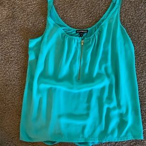 Teal tank with zipper neck